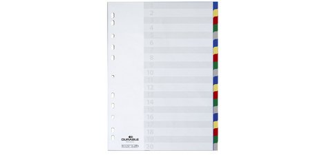Intercalaires numérotées A4 polypropylène Durable 20 onglets - 1 jeu