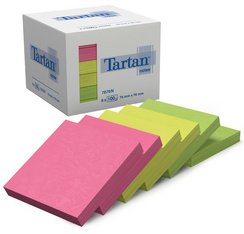 bloc-notes repositionnable, 76 x 76 mm, assorti fluo