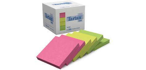 Bloc-notes repositionnable, 76 x 76 mm, assorti fluo