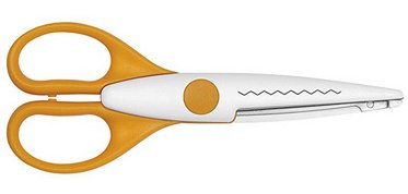 Ciseaux cranteurs , découpe forme coloniale, bleu