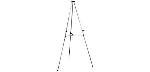 Présentoir téléscopique pour tableau, aluminium blanc