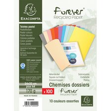 Pack of 50 folders Forever® 170 100 recycled - 24x32cm - Assorted colours