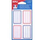 Etiquettes pour livre, rouge/bleu, 36 x 56 mm, lignées