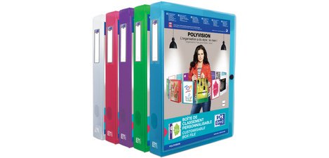 OXFORD Polyvision boîte de classement personnalisable, format A4, en PP, dos de 4 cm, couleurs assorties