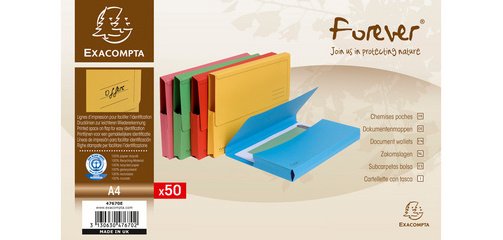 FOREVER® Pak van 50 pocketmappen 290g/m2 - 24x32cm voor A4