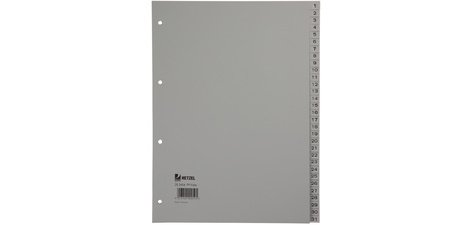 Intercalaires en plastique, chiffres, A4, 1-31, PP
