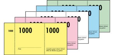 Block of tickets numbered 1-1000, 105 x 50 mm