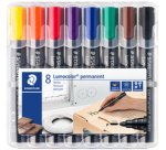 Marqueur permanent rechargeable Staedtler Lumocolor 352 pointe ogive 2 mm couleurs assorties - Pochette de 8