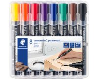 Marqueur permanent rechargeable Staedtler Lumocolor 352 pointe ogive 2 mm couleurs assorties - Pochette de 8