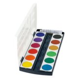 Pastille de gouache ST12 - boîte plastique de 12 couleurs