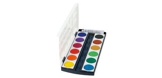 Pastille de gouache ST12 - boîte plastique de 12 couleurs