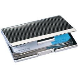 Etui à cartes de visite chrome brillant, capacité 20 cartes - L 9,5 x H 6,2 x P 0,7 cm argent brillant