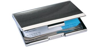 Etui à cartes de visite chrome brillant, capacité 20 cartes - L 9,5 x H 6,2 x P 0,7 cm argent brillant