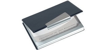 Visitekaarthouder Sigel VZ131 voor 20 kaarten 90x58mm aluminium met leer zwart