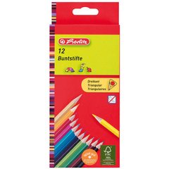 Crayons de couleur triangulaires, étui carton de 12