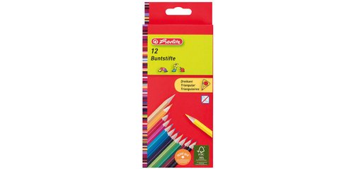 Crayons de couleur triangulaires, étui carton de 12