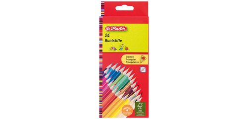 Crayons de couleur triangulaires, étui carton de 24