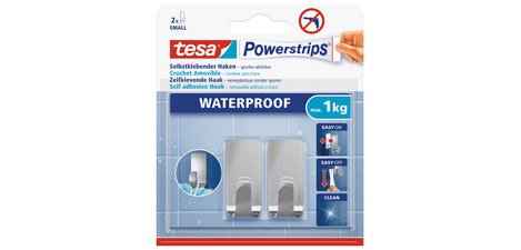 Powerstrips Haken ZOOM WASSERDICHT Klein, silbern