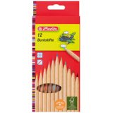 Crayons de couleur, étui de 12, bois naturel