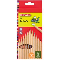 Crayons de couleur, étui de 12, bois naturel