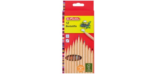 Crayons de couleur, étui de 12, bois naturel