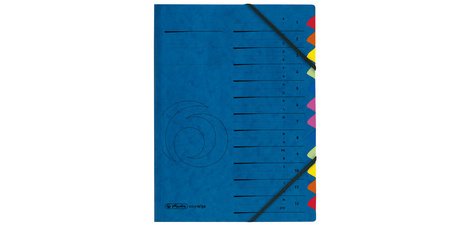 Trieur, A4, carton, 12 compartiments, bleu