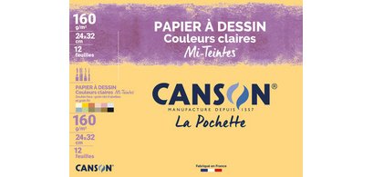 Papier dessin Mi-Teintes, 240 x 320 mm, assorti