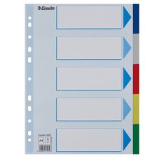Intercalaires en plastique, uni, A4, PP, 6 touches