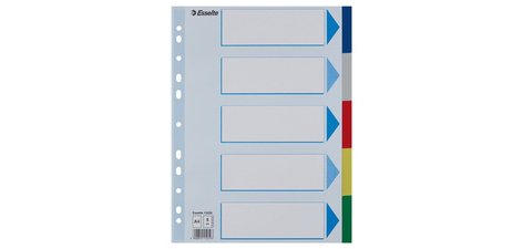 Intercalaires en plastique, uni, A4, PP, 5 touches
