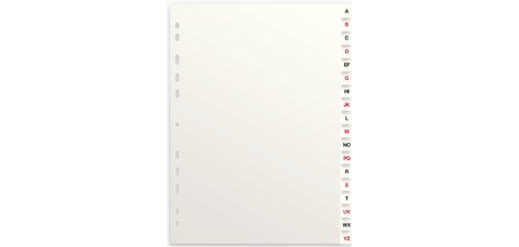 Intercalaires alphabétiques, en carton, 18 touches
