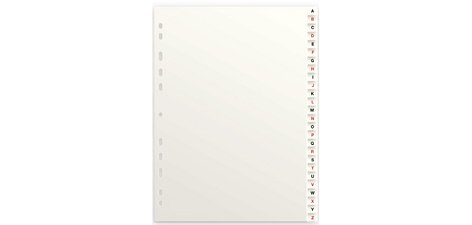Alphanumerische Register, aus Karton, 26 Registerkarten