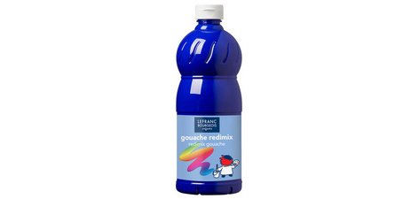 Gouache lefranc bourgeois liquide redimix non toxique fluide couvrante prête à l'emploi bleu outremer flacon 1000ml