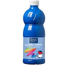 Gouache lefranc bourgeois liquide redimix non toxique fluide couvrante prête à l'emploi bleu primaire flacon 1000ml