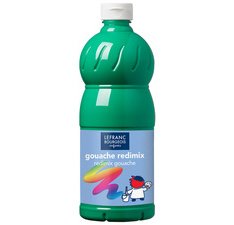 Gouache lefranc bourgeois liquide redimix non toxique fluide couvrante prête à l'emploi vert franc flacon 1000ml