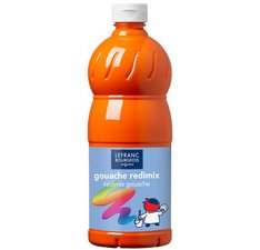 Gouache lefranc bourgeois liquide redimix non toxique fluide couvrante prête à l'emploi orange flacon 1000ml