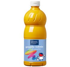 Gouache liquide colart redimix aspect veloute        miscible coloris jaune or     flacon 1l