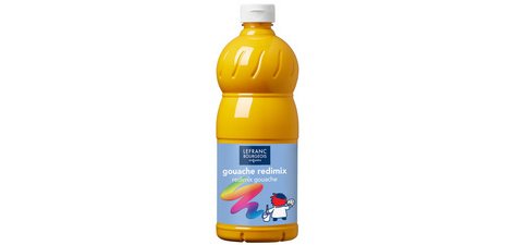 Gouache liquide colart redimix aspect veloute        miscible coloris jaune or     flacon 1l