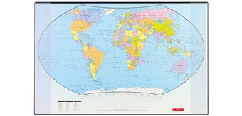 Desk pad with a political map of the world