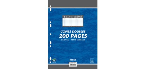 CONQUERANT SEPT Copies doubles, A4, quadrillé, sans marge