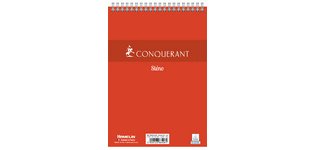 CONQUERANT SEPT Bloc sténo à spirale, A5, uni, 90 feuilles