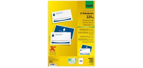 Cartes de visite 3C, 85 x 55 mm, 225 g/m2, extra blanc
