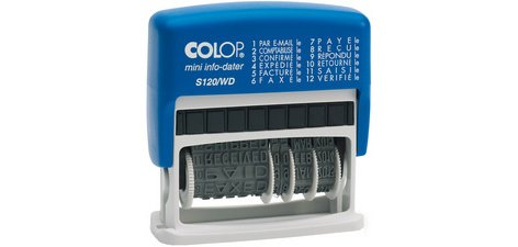 Tampon à formules Mini Dater S120/WD, avec date, FR