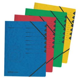 Sorteermap Easyorga, A4-formaat, karton, 7 vakken, rood