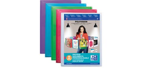 OXFORD Polyvision protège documents personnalisable, format A4, en PP, 60 pochettes, transparent
