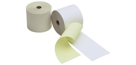 Rouleau de caisse, 2 couches blanc/jaune, 57 mm x 25 m