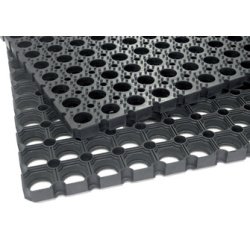 Tapis caillebotis en caoutchouc Scriper, noir