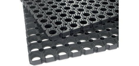 Tapis caillebotis en caoutchouc Scriper, noir