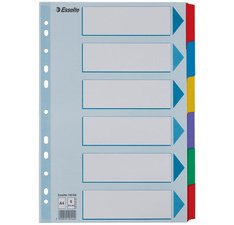 Intercalaires en carton, uni,A4,6 pièces,multicolore