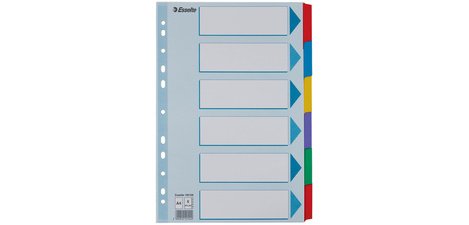 Intercalaires en carton, uni,A4,6 pièces,multicolore