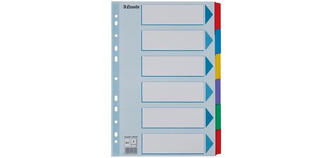 Intercalaires en carton, uni,A4,6 pièces,multicolore